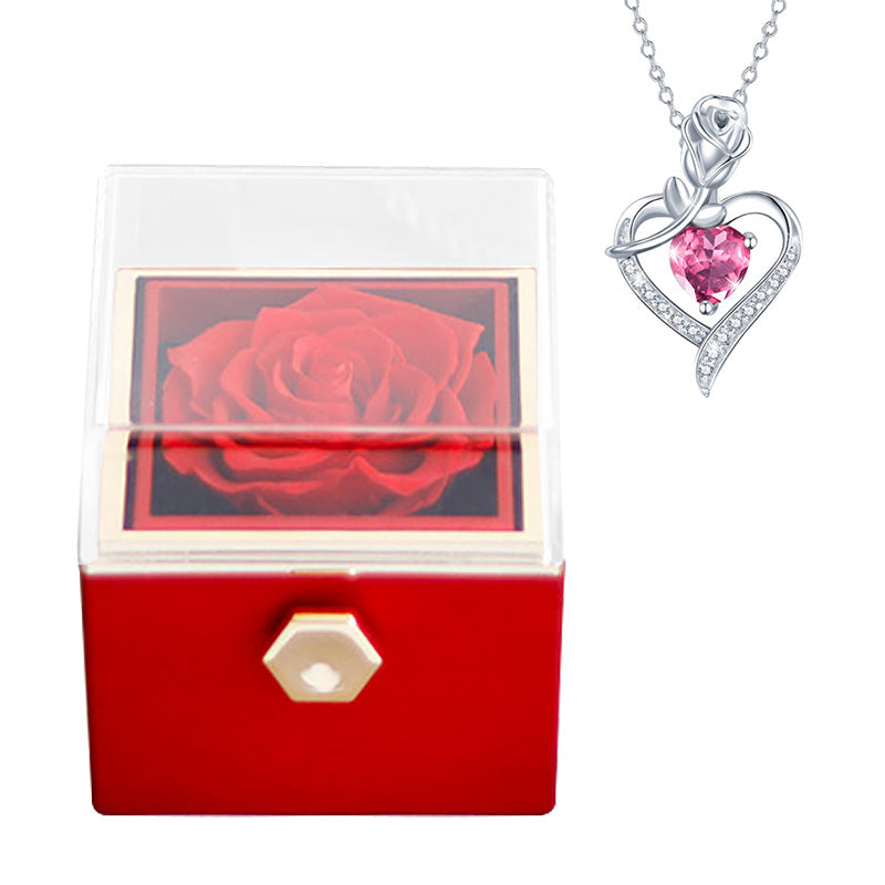 Fashion Creative Rose Jewelry Box Necklace Suit