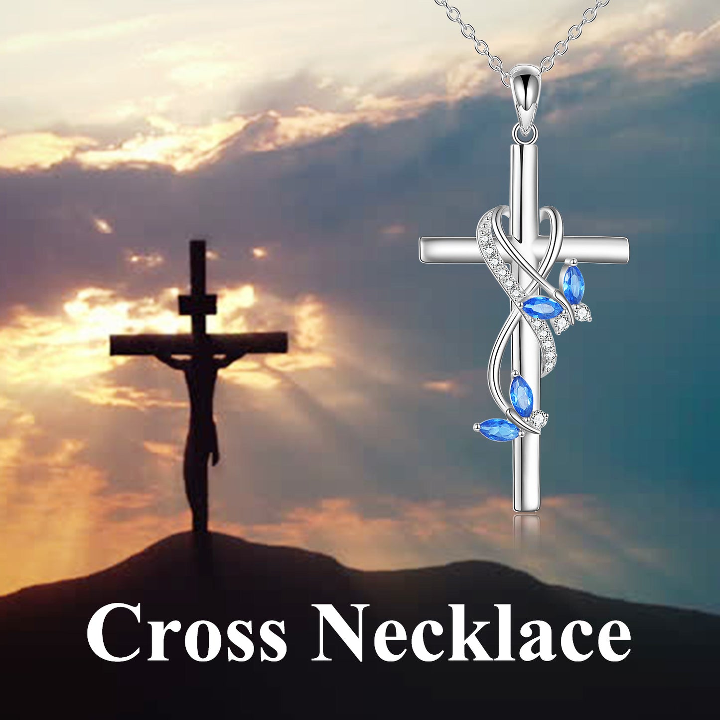 Sterling Silver Cross Butterfy Necklace