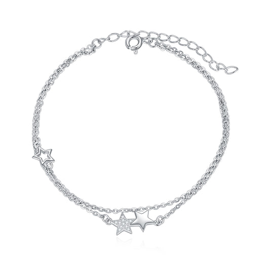 Sterling Silver Star Double Bracelet