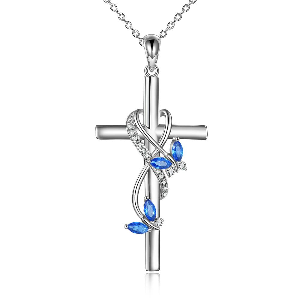 Sterling Silver Cross Butterfy Necklace